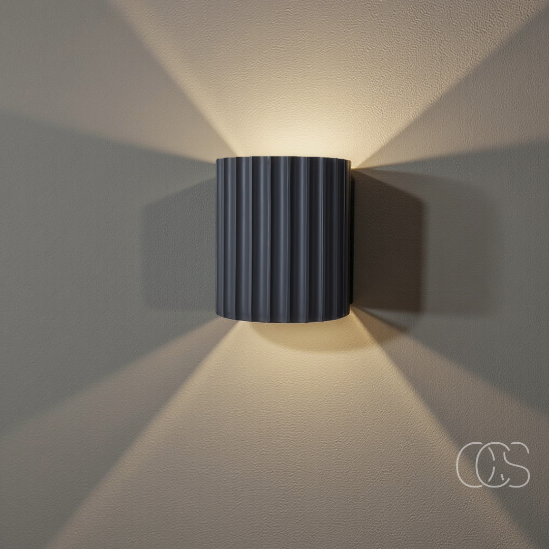 LED Wandlamp met Geribbeld Reliëf Bidirectioneel Licht Dimbaar Kunsthars 14x8x16,5cm Hal Slaapkamer Woonkamer