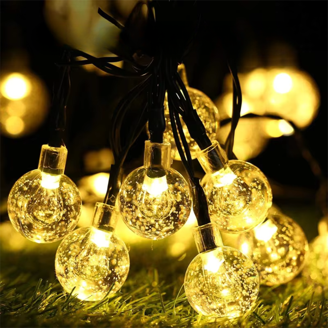 Solar LED Lichtsnoer Outdoor Warmwit Kristalbol 6.5m-22m Waterdicht IP65 Tuinverlichting Feestverlichting Terras