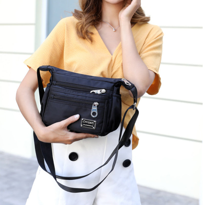 Crossbody Schoudertas Nylon Waterafstotend Meerdere Vakken Verstelbare Band Dames Reis Dagelijks Gebruik Compact