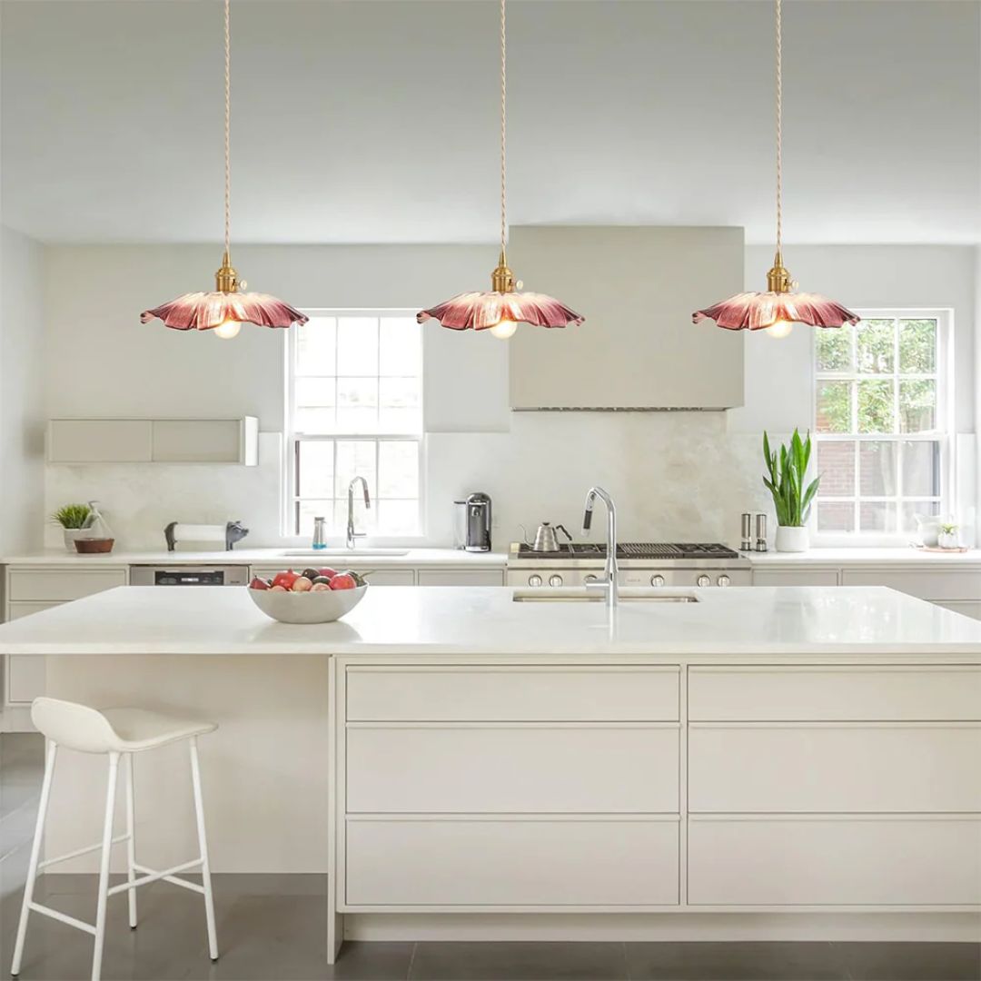 Cullivan Bloemvormige Hanglamp - Glazen Hanglamp met Gouden Fitting voor Woonkamer & Eetkamer