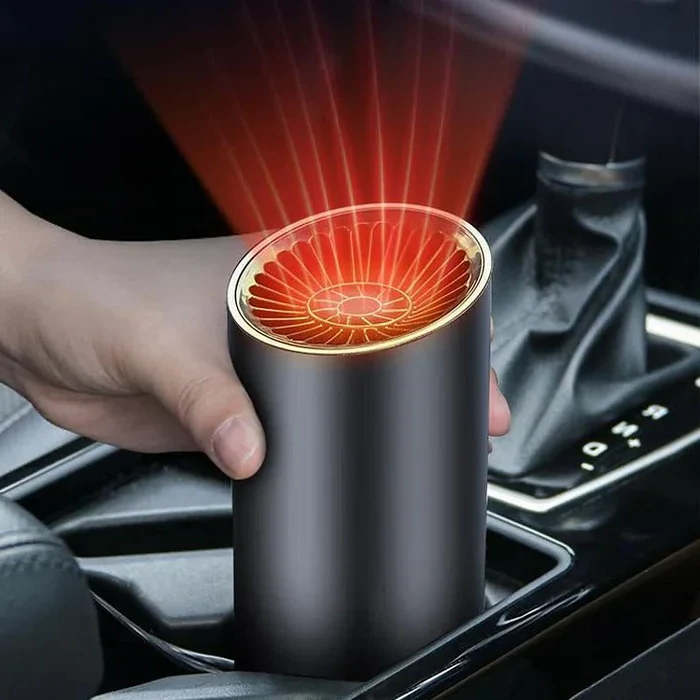 Auto Verwarming Bekerhouder 12V 150W - Compacte Voertuigkachel met 360° Draaibare Luchtstroom voor Snelle Opwarming en Ruitontdooiing