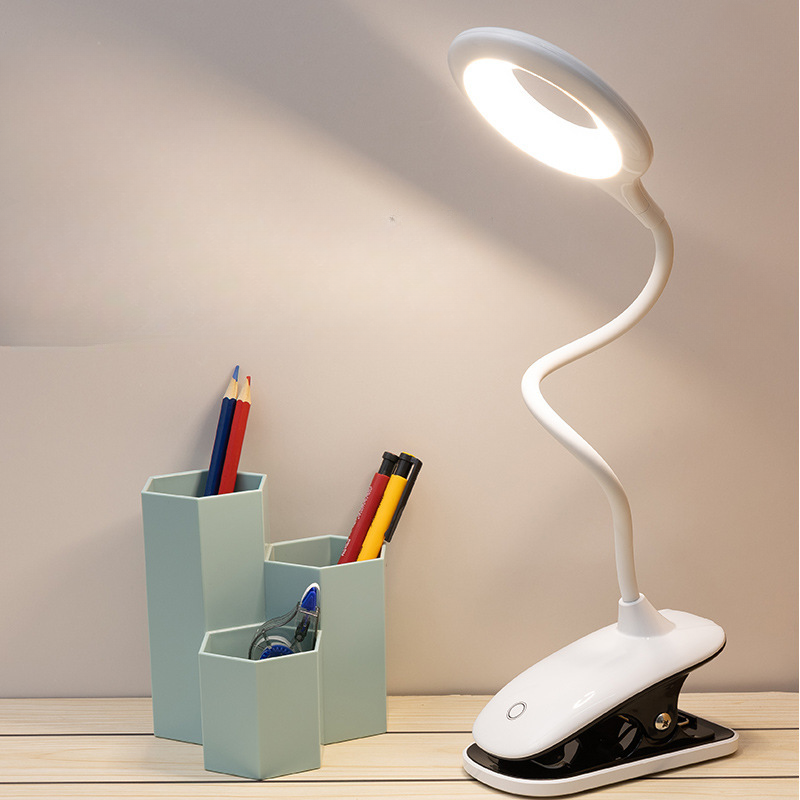USB Oplaadbare Clip-On Leeslamp met Flexibele Zwanenhals en Dimbaar Licht | Bureauleeslamp | Studielamp | Bedlampje Lezen | Verstelbare Klem | Oplaadbaar