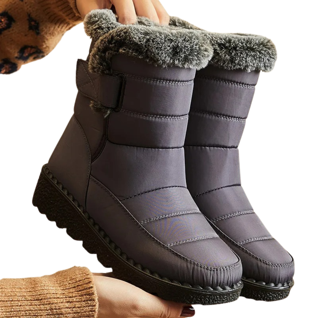 Waterdichte Dames Winterlaarzen met Klittenband Warme Gevoerde Antislip Snowboots Comfortabel Winterschoeisel