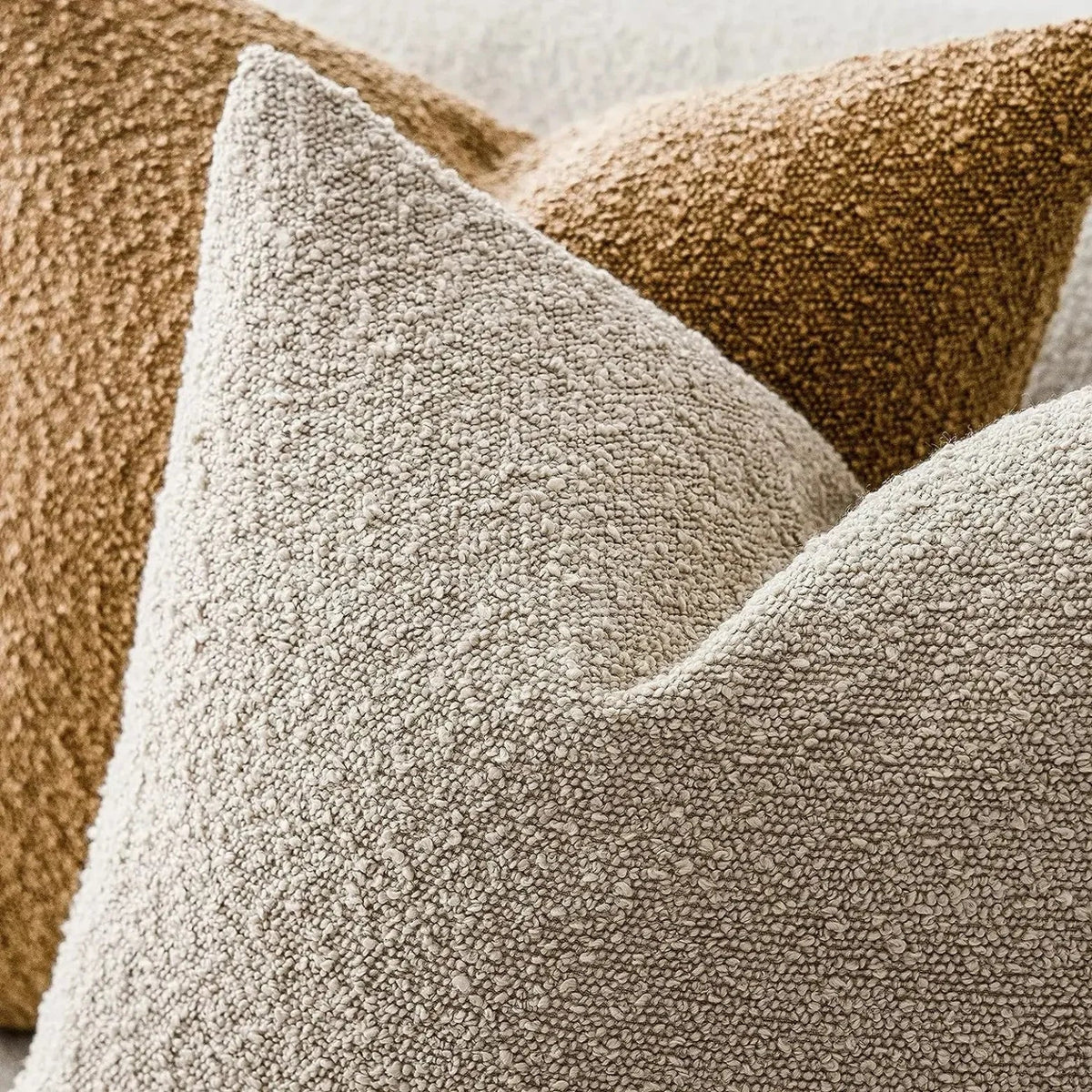 Sierkussenhoes Bouclé 45 x 45 cm Zonder Binnenkussen 11 Kleuren Roest Oranje Baksteenrood Grijsgroen Donkerbruin