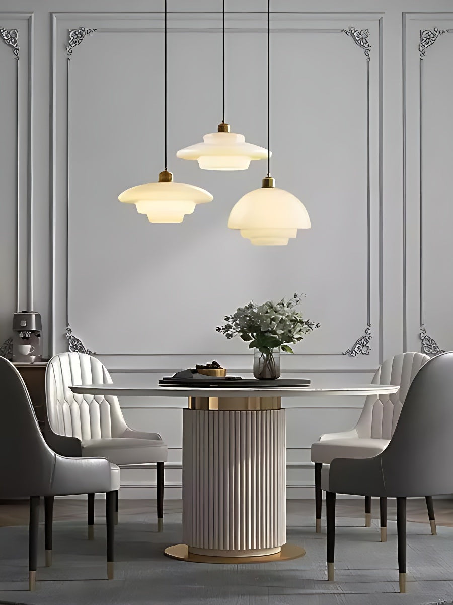 Glazen Hanglamp met Gelaagd Design - Melkwit Matglas voor Eetkamer en Woonkamer