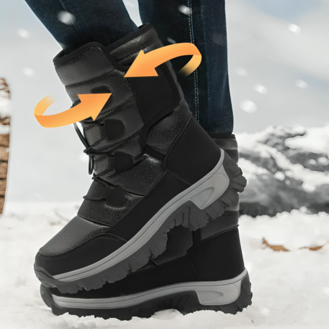 Waterdichte Winterlaarzen met Warme Voering Dames Sneeuwbestendig Antislip Platform Klittenband Outdoorschoenen