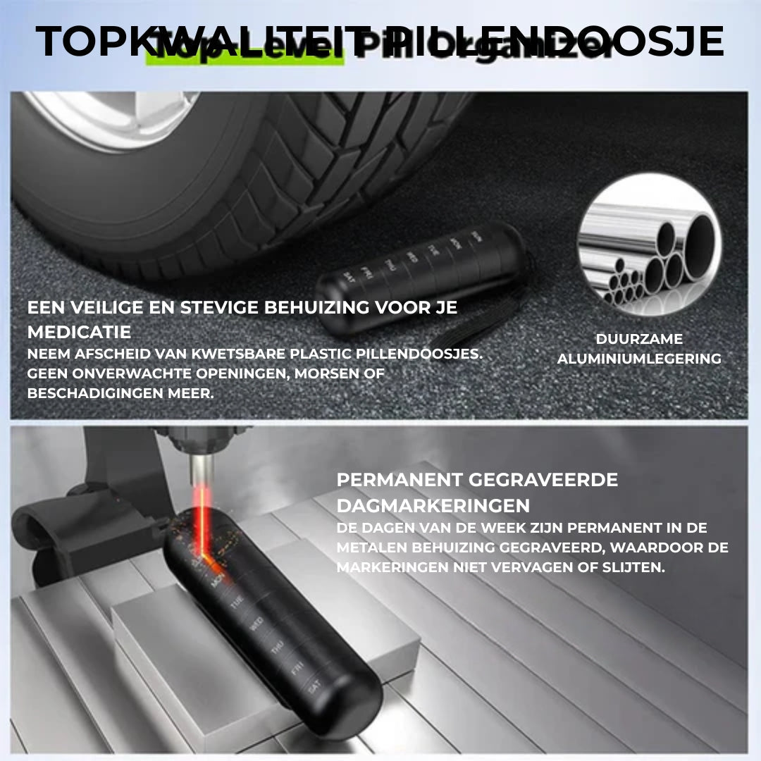Medicijnorganizer 7 Dagen Aluminium Pillendoosje Waterdicht Reis Vitamine Supplement Opslag Compact Draagbaar