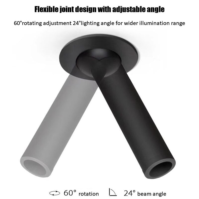 Moderne LED Plafondspot Cilindrisch Design - 7W Inbouwspot Aluminium Zwart Wit Nikkel 12-32cm - Verstelbare Richtspot Warm/Koud Licht - Designverlichting Woonkamer Hal Gang Kantoor