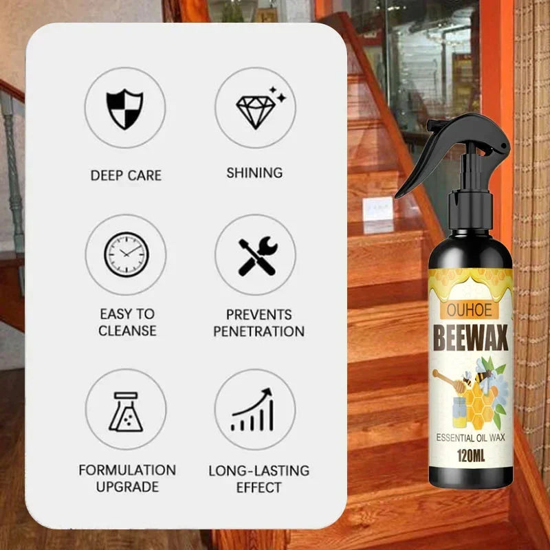 Natuurlijke Bienenwas Meubelspray 120ml Hout Reinigen Beschermen Polijsten Zonder Resten Veilig Diervriendelijk