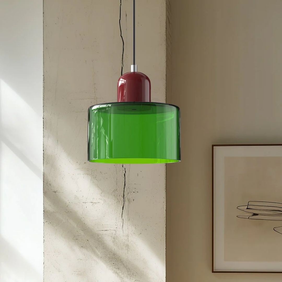 Lismeno Retro Hanglamp Glas 15cm Groen Oranje Eettafel Keuken Vintage Verlichting Compact