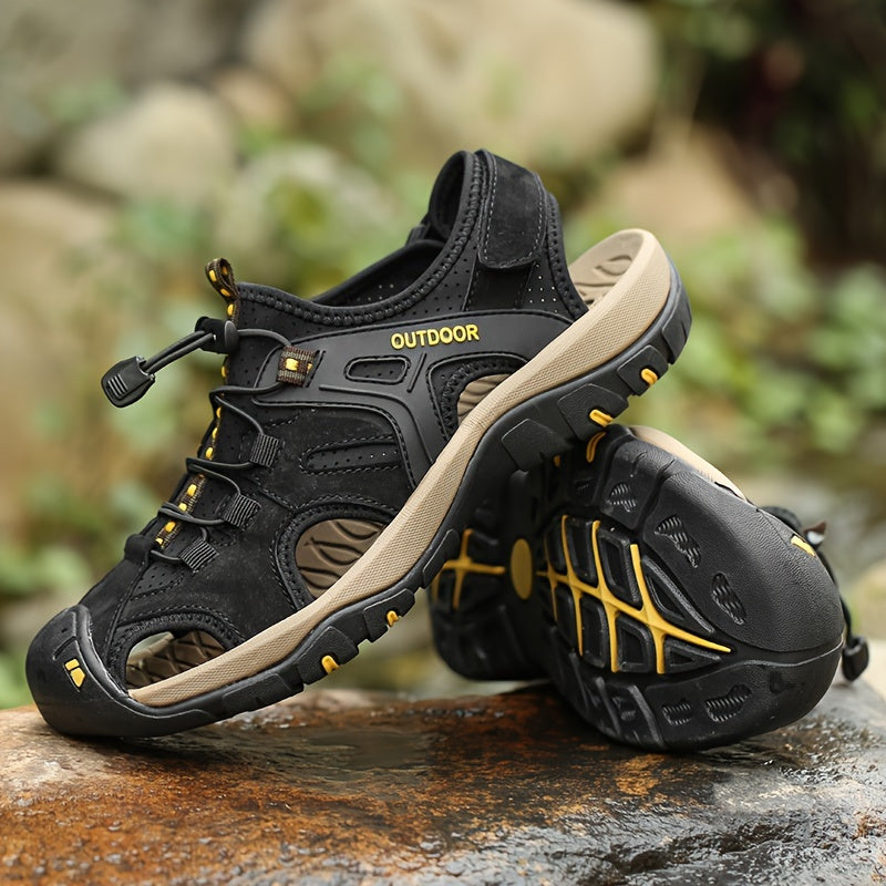 Ademende Herensandalen met Gesloten Neus - Elastische Band en Stevige Rubberzool voor Outdoor
