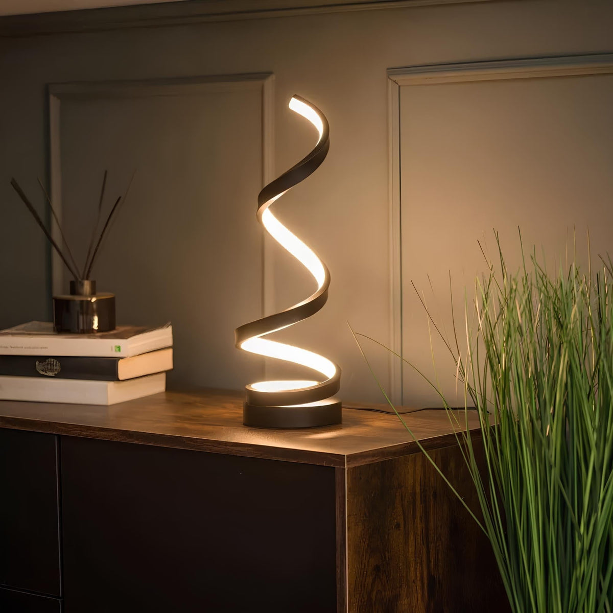 Tafellamp Spiraalvorm Metaal Dimbaar 3 Lichtkleuren Warm Neutraal Koud Wit Moderne Sfeerlamp Bureaulamp