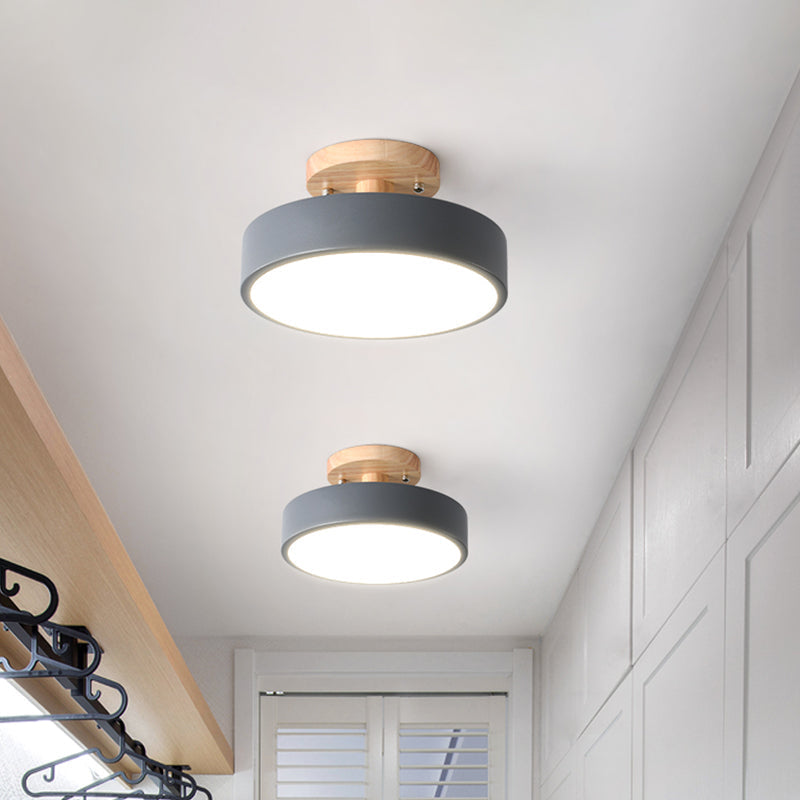 Trommel Plafondlamp LED Hout Scandinavisch Design Gang Hal Slaapkamer Woonkamer Modern Verlichtingsarmatuur