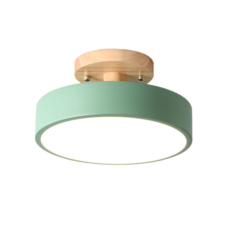 Trommel Plafondlamp LED Hout Scandinavisch Design Gang Hal Slaapkamer Woonkamer Modern Verlichtingsarmatuur