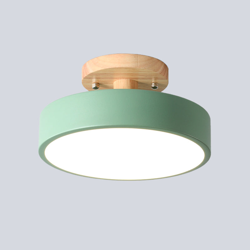 Trommel Plafondlamp LED Hout Scandinavisch Design Gang Hal Slaapkamer Woonkamer Modern Verlichtingsarmatuur