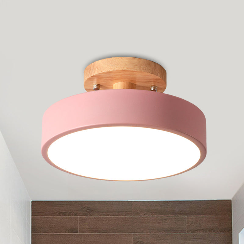 Trommel Plafondlamp LED Hout Scandinavisch Design Gang Hal Slaapkamer Woonkamer Modern Verlichtingsarmatuur