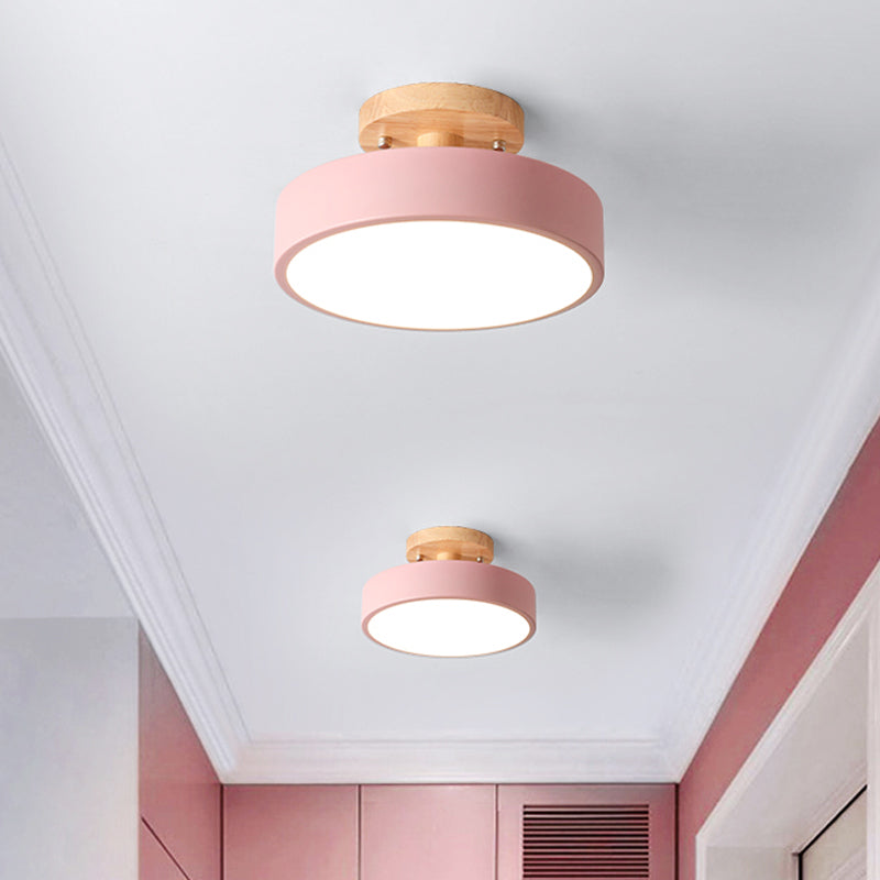 Trommel Plafondlamp LED Hout Scandinavisch Design Gang Hal Slaapkamer Woonkamer Modern Verlichtingsarmatuur