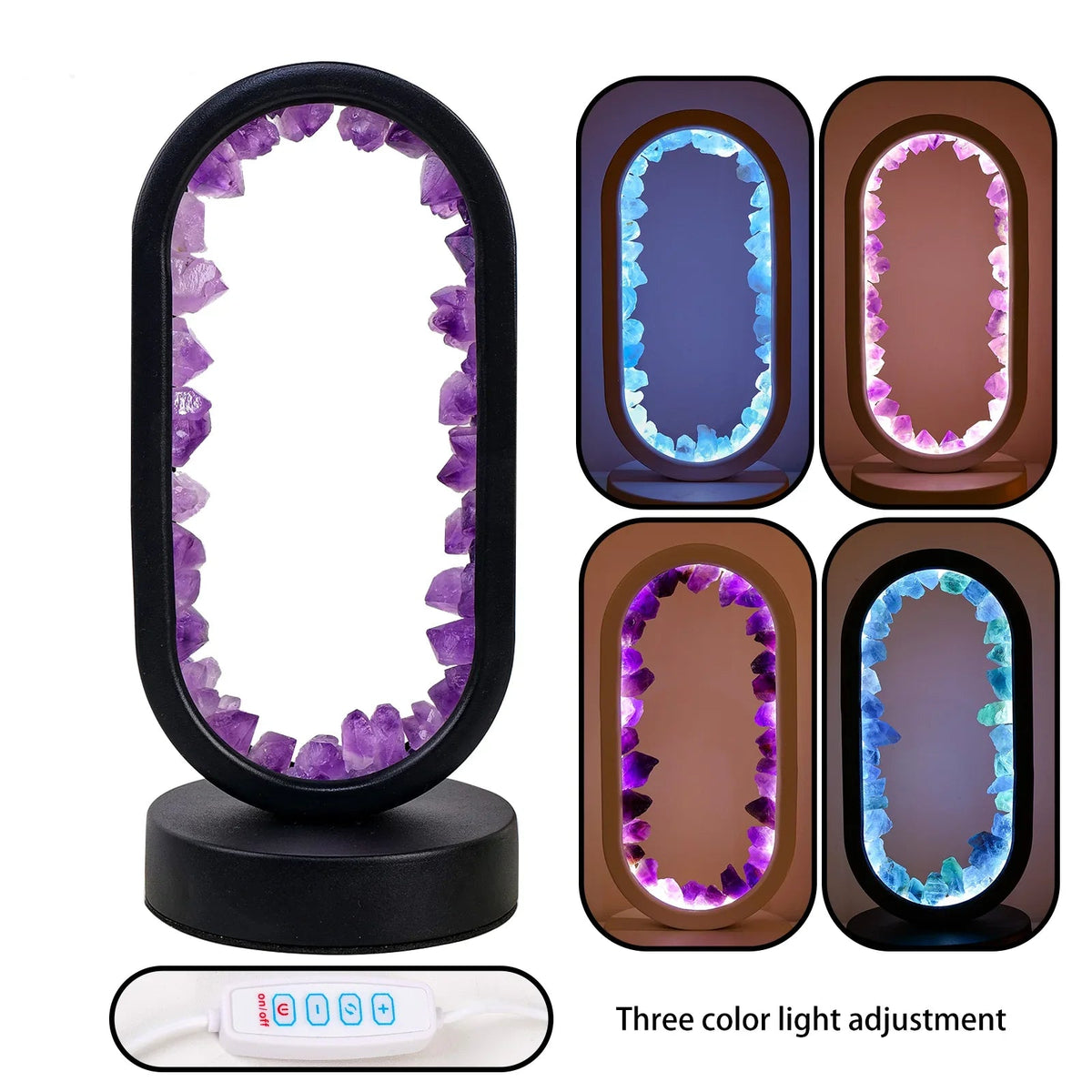 Tafellamp Amethist Handgemaakt Natuurkristal LED E14 Paars Roze Sfeer Slaapkamer Meditatie Yoga Rustgevend Decoratie Innerlijke Rust