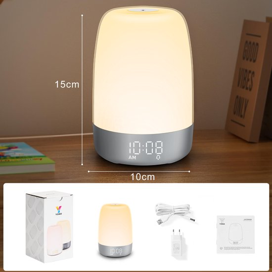 Wake-up Light met Natuurgeluiden en Zonsopgang-simulatie - Oplaadbaar USB-C Nachtlampje met Dimbaar Warm Licht