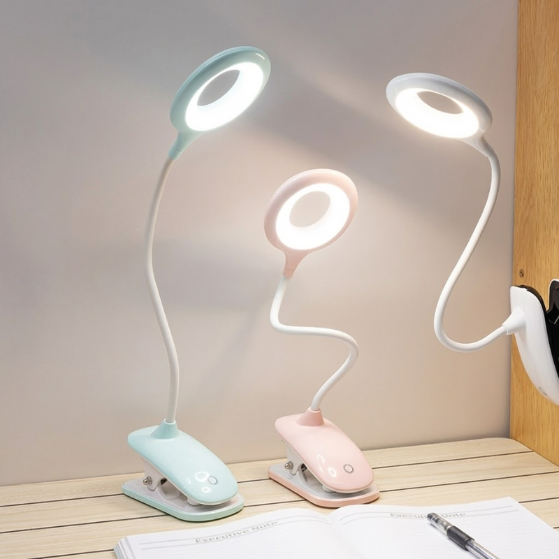 Oplaadbare Clip-on Leeslamp met Flexibele Hals en Dimbare LED Verlichting