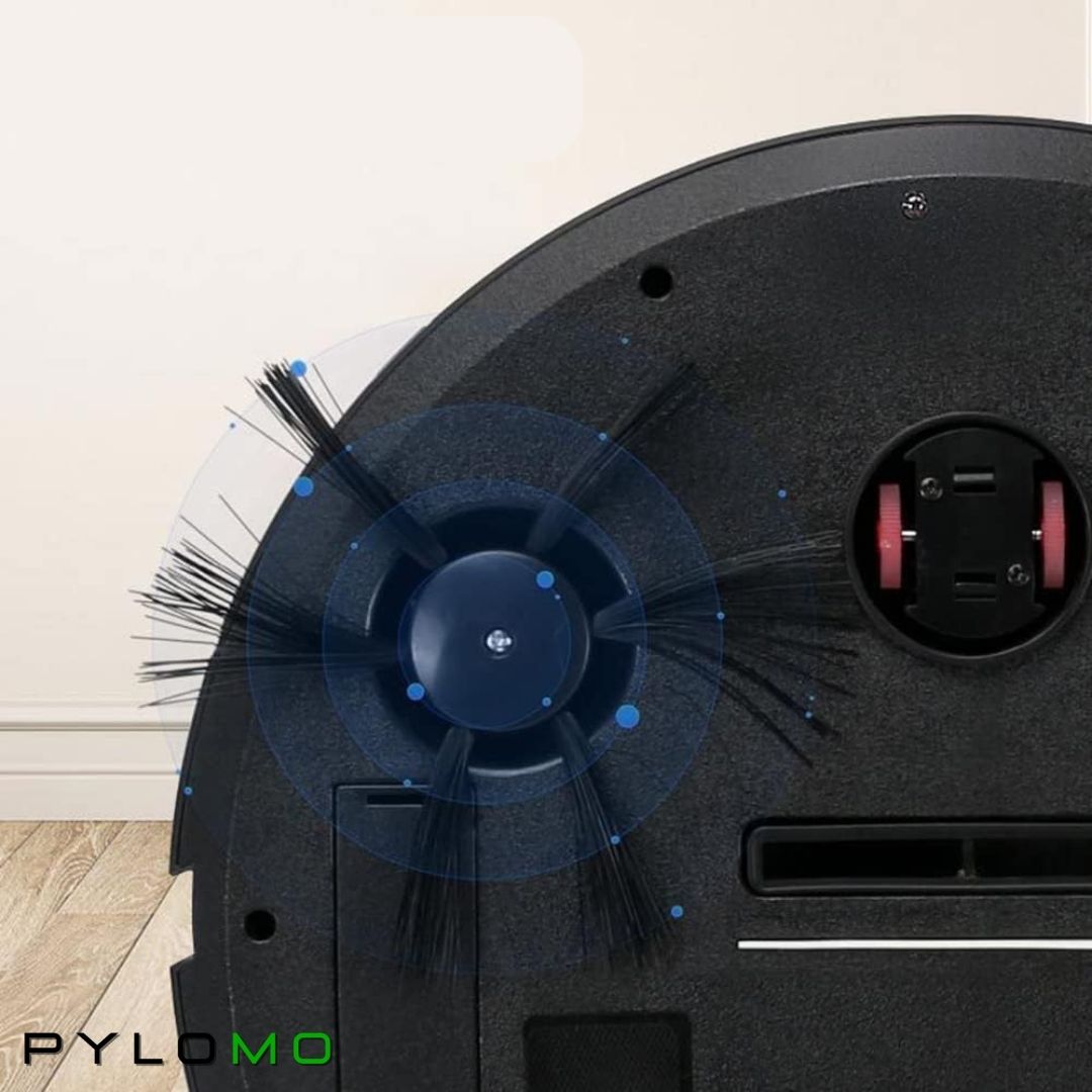 Robotstofzuiger met Dweilfunctie Zwart Wit voor Harde Vloeren Tapijt Dierenharen Stil Compact Design