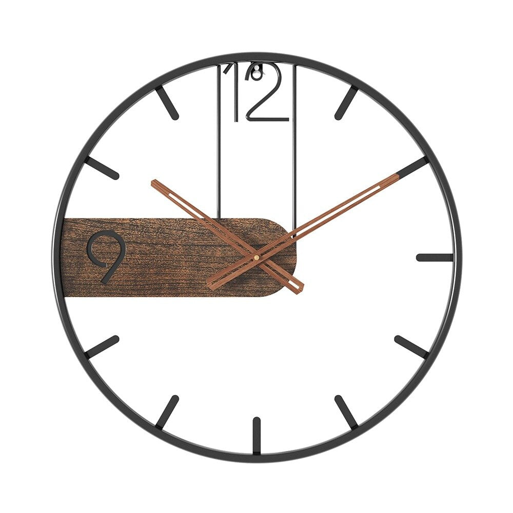 Wandklok Staal Walnoot 40cm Industrieel Modern Scandinavisch Design Huiskamer Kantoor Keuken Woonruimte Decoratie