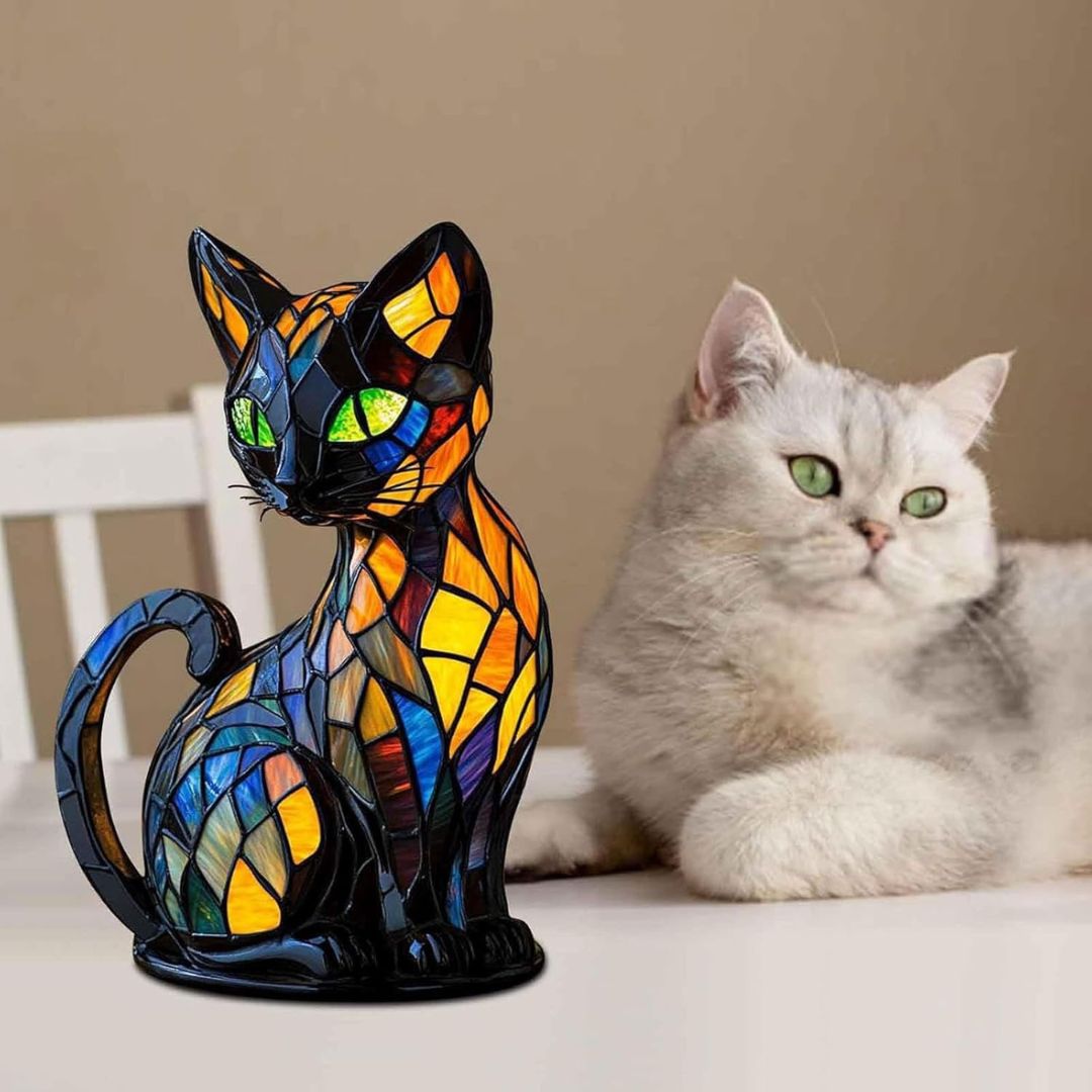 Handgemaakte Kattenlampe - Decoratieve Tafellamp met Warm Licht - Nachtlampje voor Dierenliefhebbers - Origineel Kado voor Verjaardagen en Feestdagen
