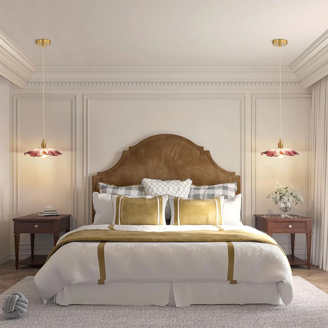 Cullivan Bloemvormige Hanglamp - Glazen Hanglamp met Gouden Fitting voor Woonkamer & Eetkamer