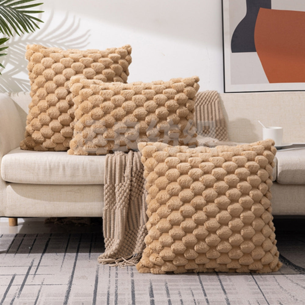 Kussenhoes 3D textuur katoen polyester roze sierkussen bank slaapkamer decoratief zacht hoes kussen vierkant rechthoek