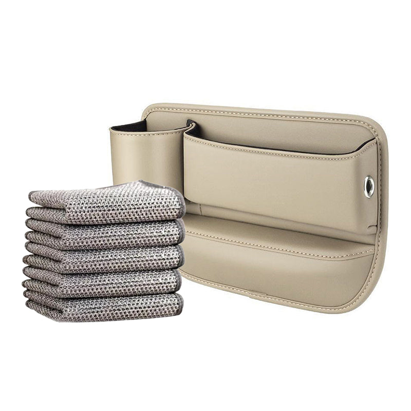 Autostoel Organizer Leer - Opbergvak voor Tussen Stoelen - Zwart Beige Rood Bruin - Met Oplaadpoort en Bekerhouder