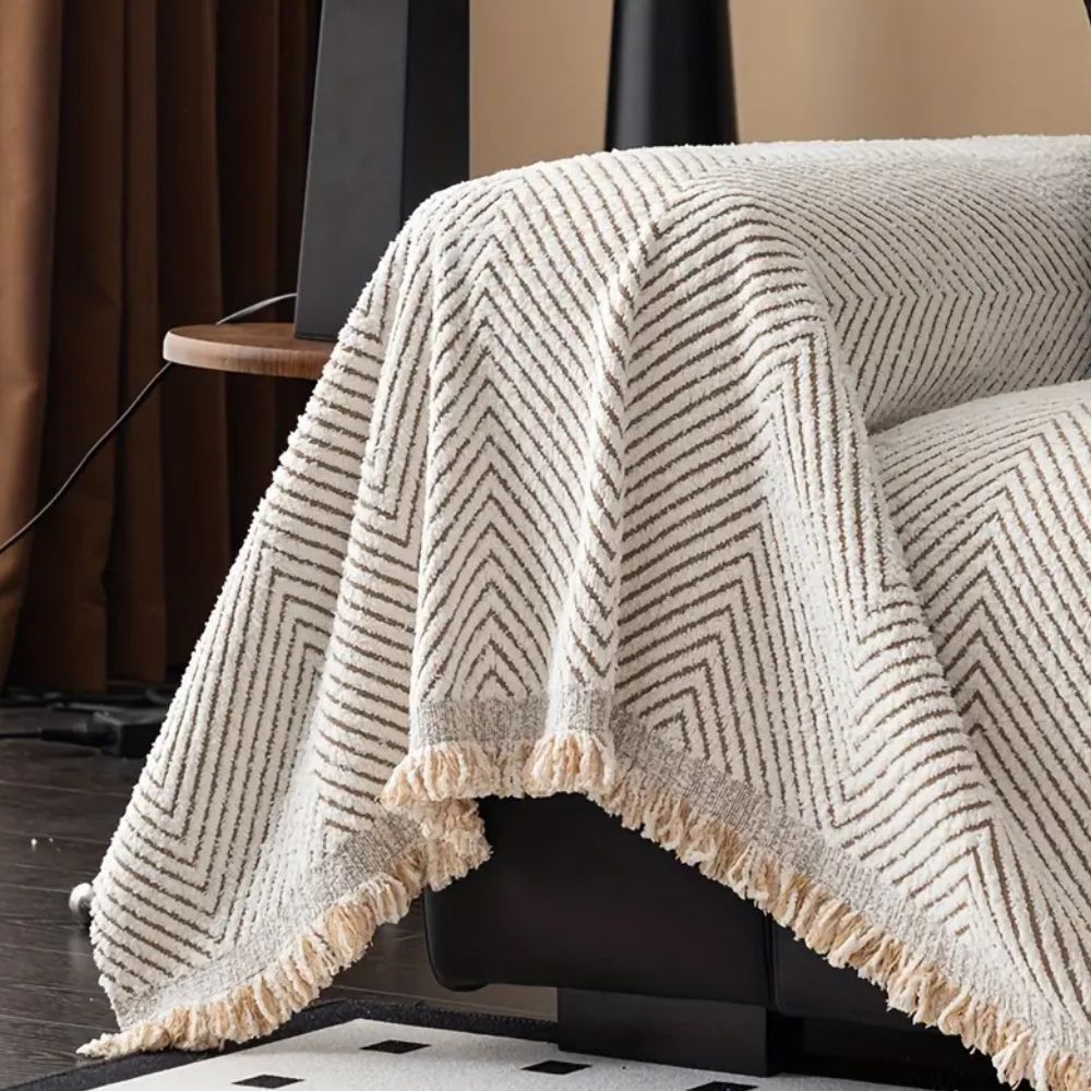 Bankhoes Herringbone Visgraatpatroon Gestreept - Beschermhoes voor Bank 1/2/3/4-Zits Stretch Sofahoes Waterafstotend Antislip