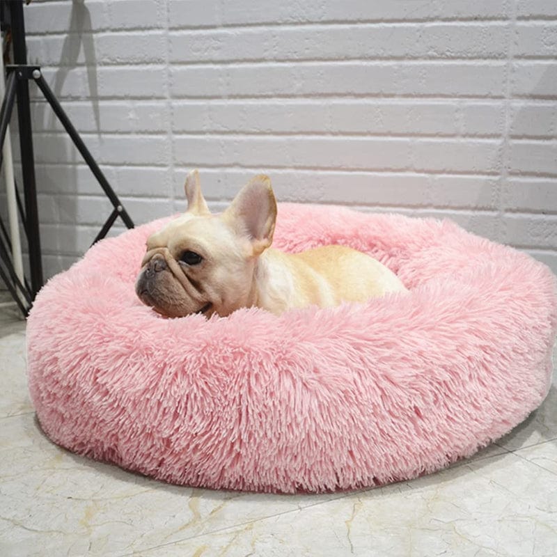 Rond Huisdiermand met Verhoogde Rand Pluche Slaapplaats Hond Kat Comfort Nest Zacht Kussen Warm Bed Rustplek