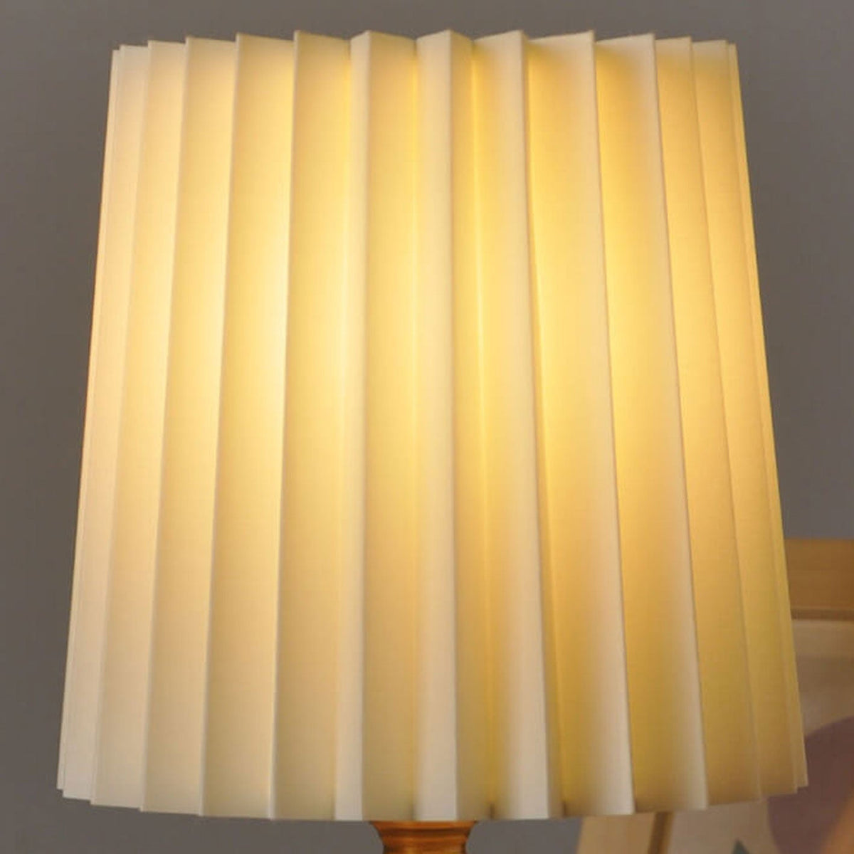 Tafellamp Plissé Kap Houten Voet Vintage Stijl Dimbaar Sfeerlicht Nachtkastje Woonkamer Leeslamp Retro Design