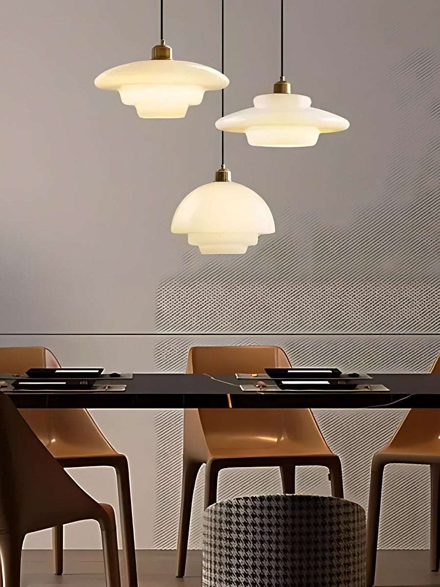 Glazen Hanglamp met Gelaagd Design - Melkwit Matglas voor Eetkamer en Woonkamer
