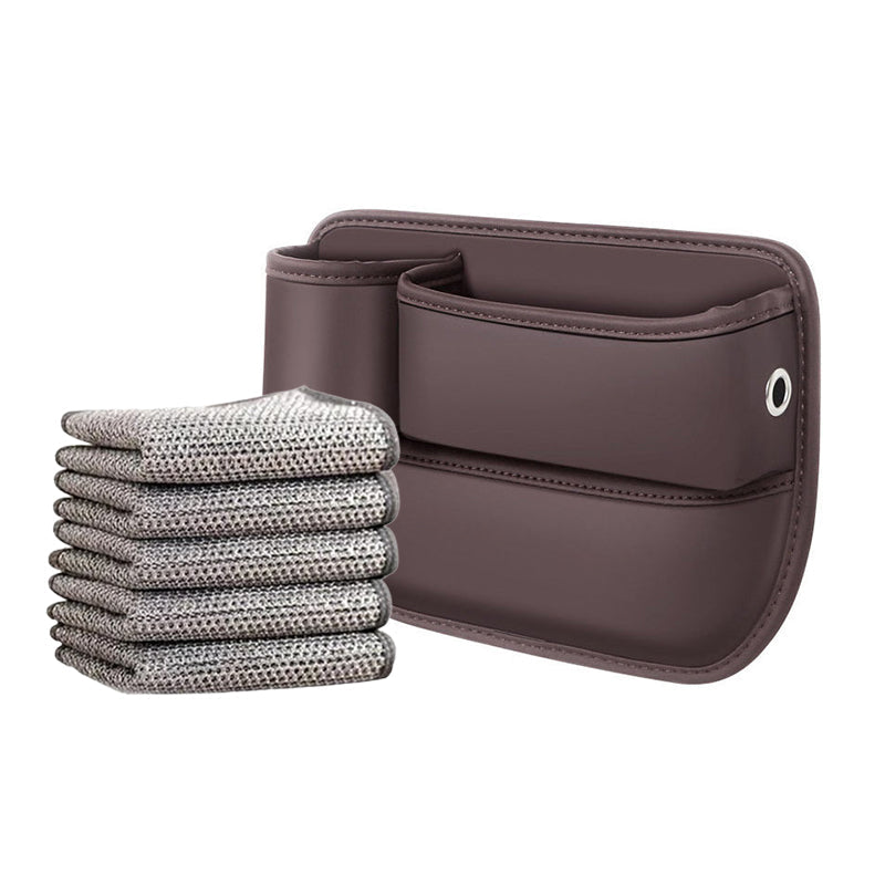 Autostoel Organizer Leer - Opbergvak voor Tussen Stoelen - Zwart Beige Rood Bruin - Met Oplaadpoort en Bekerhouder