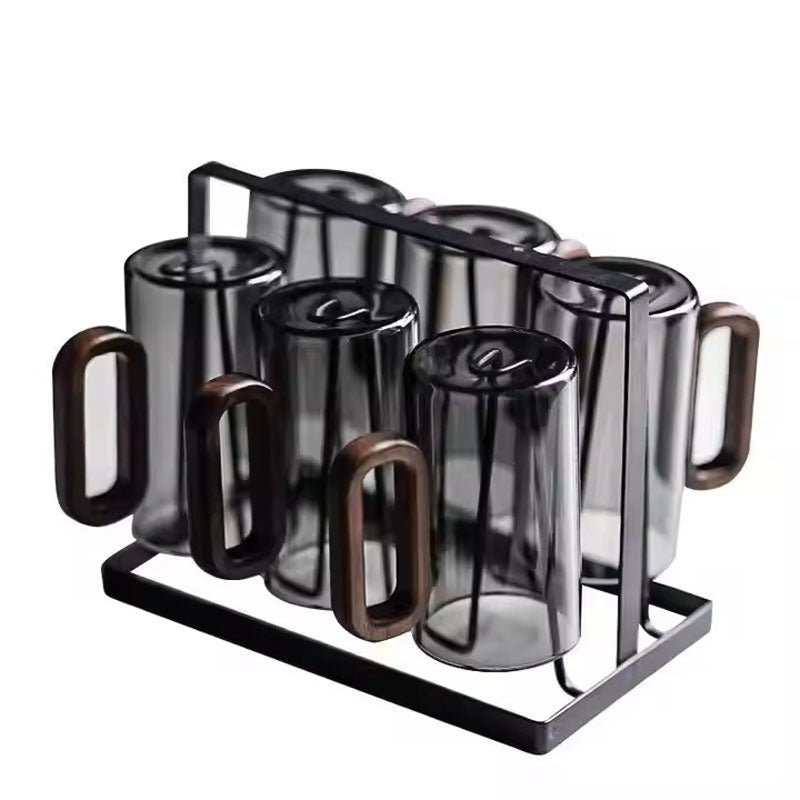 Glazen Mok met Houten Handvat 350ml - Borosilikaatglas voor Thee, Koffie en Sap