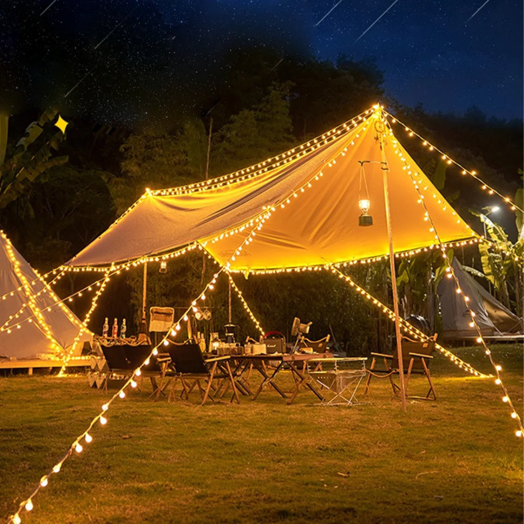 Solar LED Lichtsnoer 10 Meter Warm Wit Waterbestendig Buiten Tuin Camping Terras Feestverlichting Sfeerverlichting