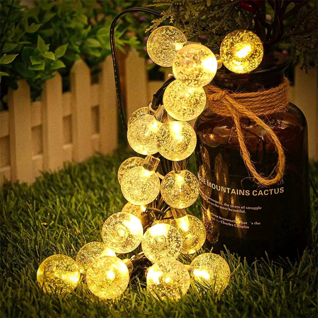 Solar LED Lichtsnoer Outdoor Warmwit Kristalbol 6.5m-22m Waterdicht IP65 Tuinverlichting Feestverlichting Terras