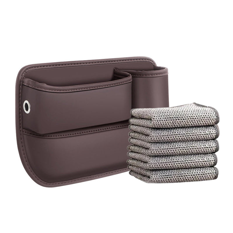 Autostoel Organizer Leer - Opbergvak voor Tussen Stoelen - Zwart Beige Rood Bruin - Met Oplaadpoort en Bekerhouder