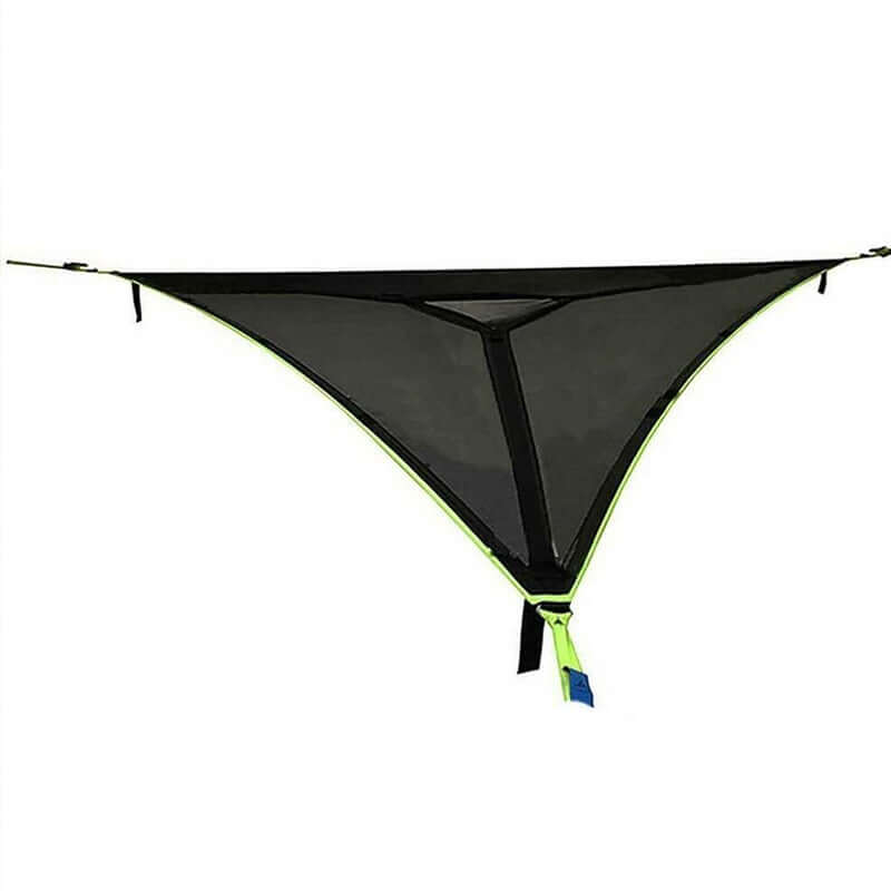 Driehoekige Hangende Camping Relaxmat voor Meerdere Personen - Luchtbed voor 3 Punten met Bevestigingsset 280x280 of 400x400 cm Groen Zwart
