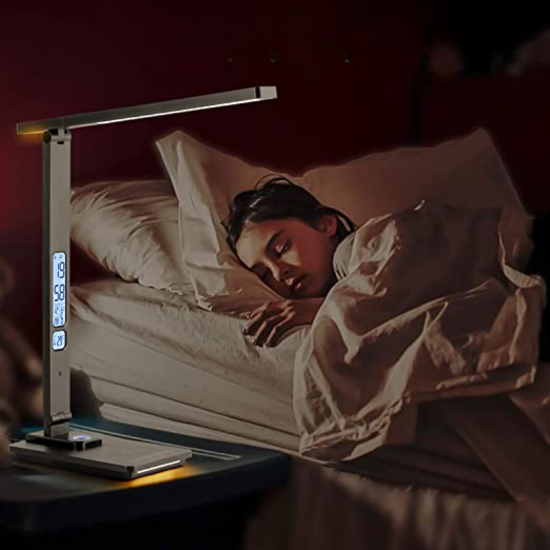 LED Bureaulamp met Draadloze Oplader en USB-Poort - Verstelbare Verlichting voor Optimaal Werkcomfort