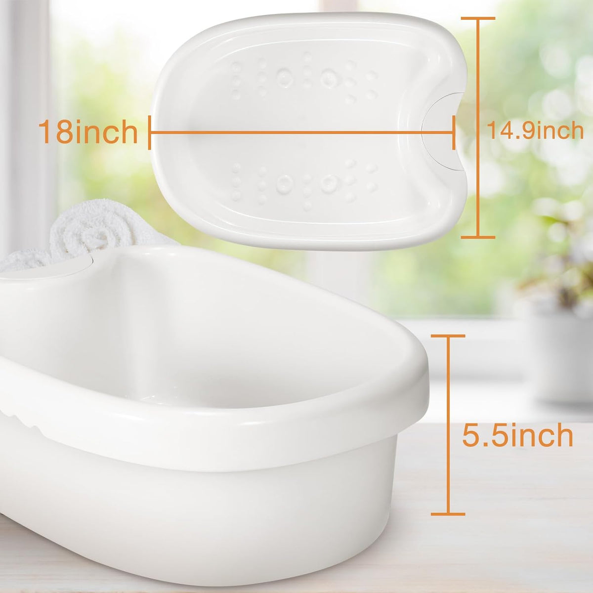 Voetenbad Ergonomisch ABS 12 Liter Wit Draagbaar Wellness Thuisspa Salon Pedicure Voetmassage Ontspanning