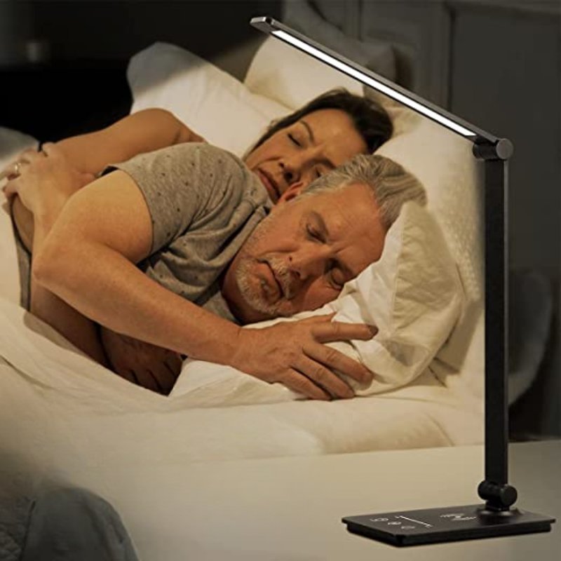 Bureaulamp met Draadloos Oplaadstation en Touch-bediening - Dimbaar LED-licht met 5 Kleurmodi en Opvouwbaar Ontwerp