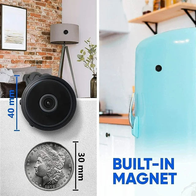 Draadloze Minibewaakingscamera met Live Audio & Video | Magnetische Beveiligingscamera voor Binnen & Buiten