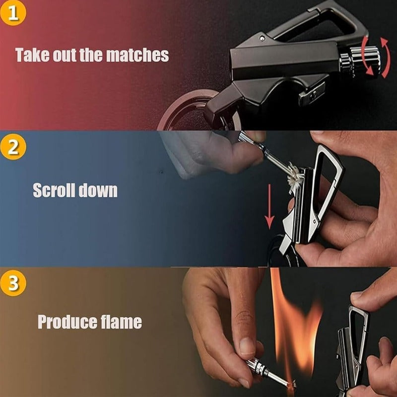Permanente lucifer sleutelhanger met flesopener - 3-in-1 survival aansteker voor outdoor gebruik