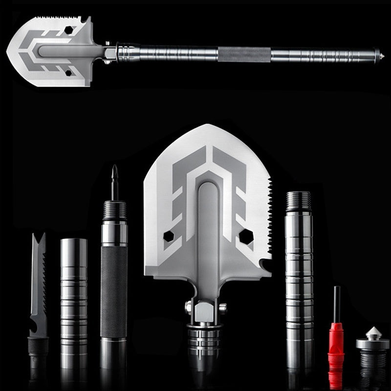 16-in-1 Tactische Overlevingsschep - Multifunctioneel Campinggereedschap met Zaag, Mes & Firestarter voor Outdoor Avonturen