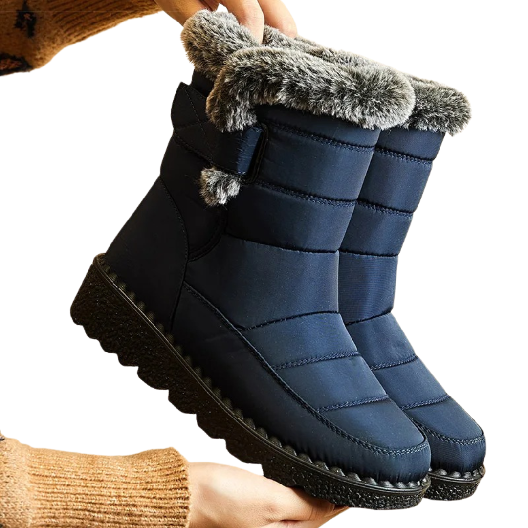 Waterdichte Dames Winterlaarzen met Klittenband Warme Gevoerde Antislip Snowboots Comfortabel Winterschoeisel
