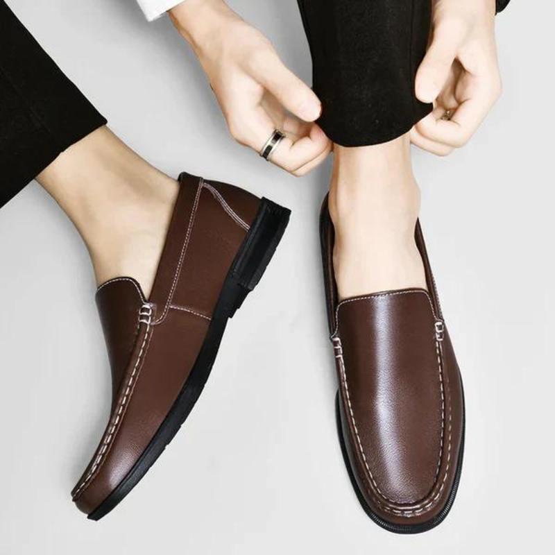 Herenslipper Italiaans Echt Leder Zwart Bruin Grijs Blauw Loafer 39-46 Klassiek Comfort Zakelijk Vrijetijd Tijdloos