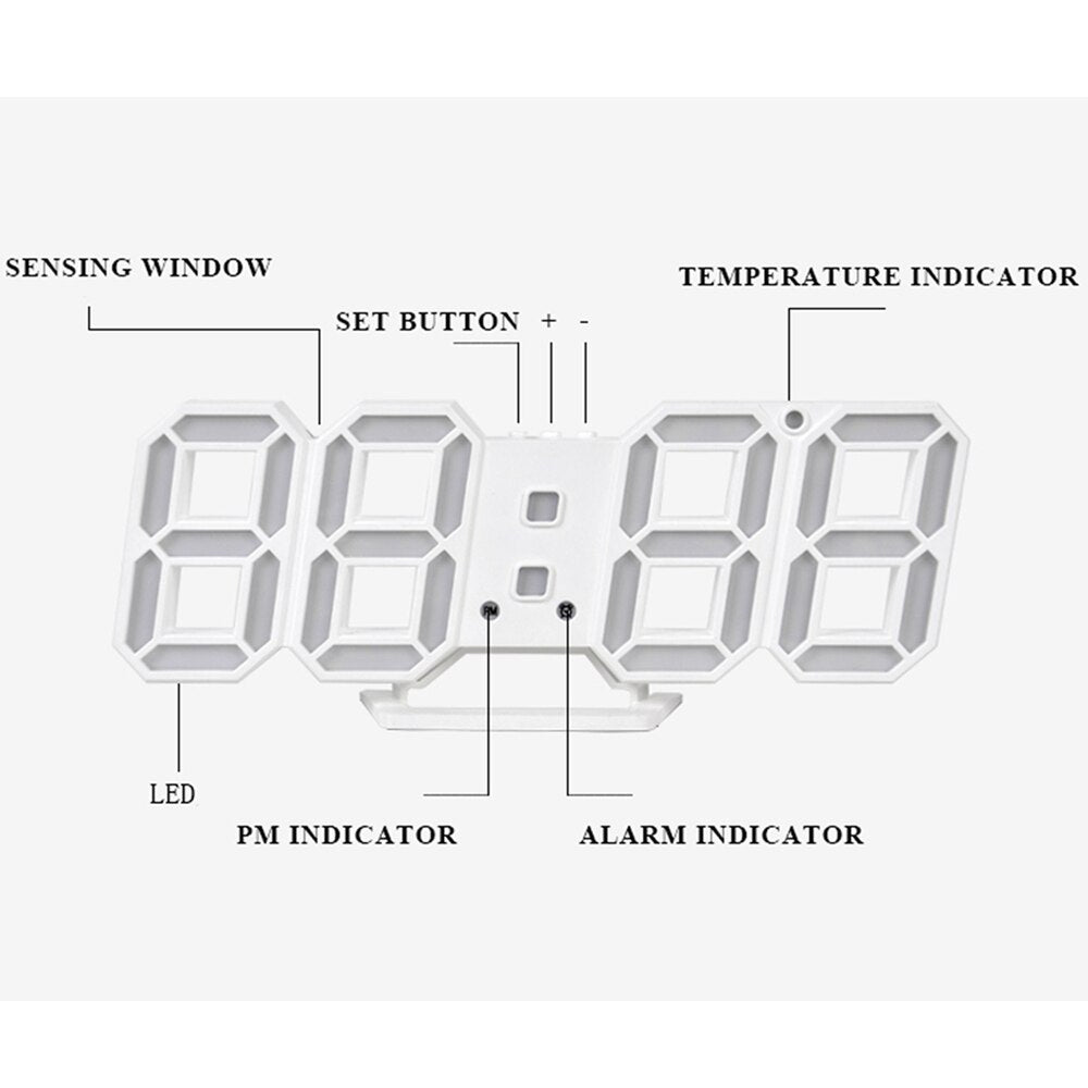 Digitale Wandklok met Temperatuurweergave en Alarm - LED-Display met Automatische Helderheidsaanpassing