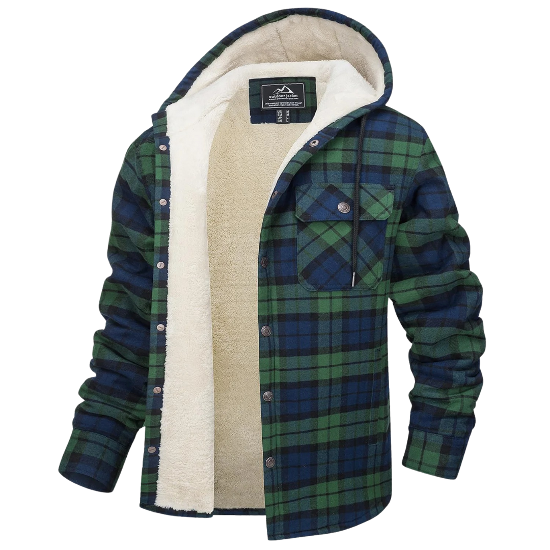 Gevoerde Flanel Overshirt Heren Geruit Overhemdjack Capuchon Warm Winterjas Herfst Outdoor Werkkleding